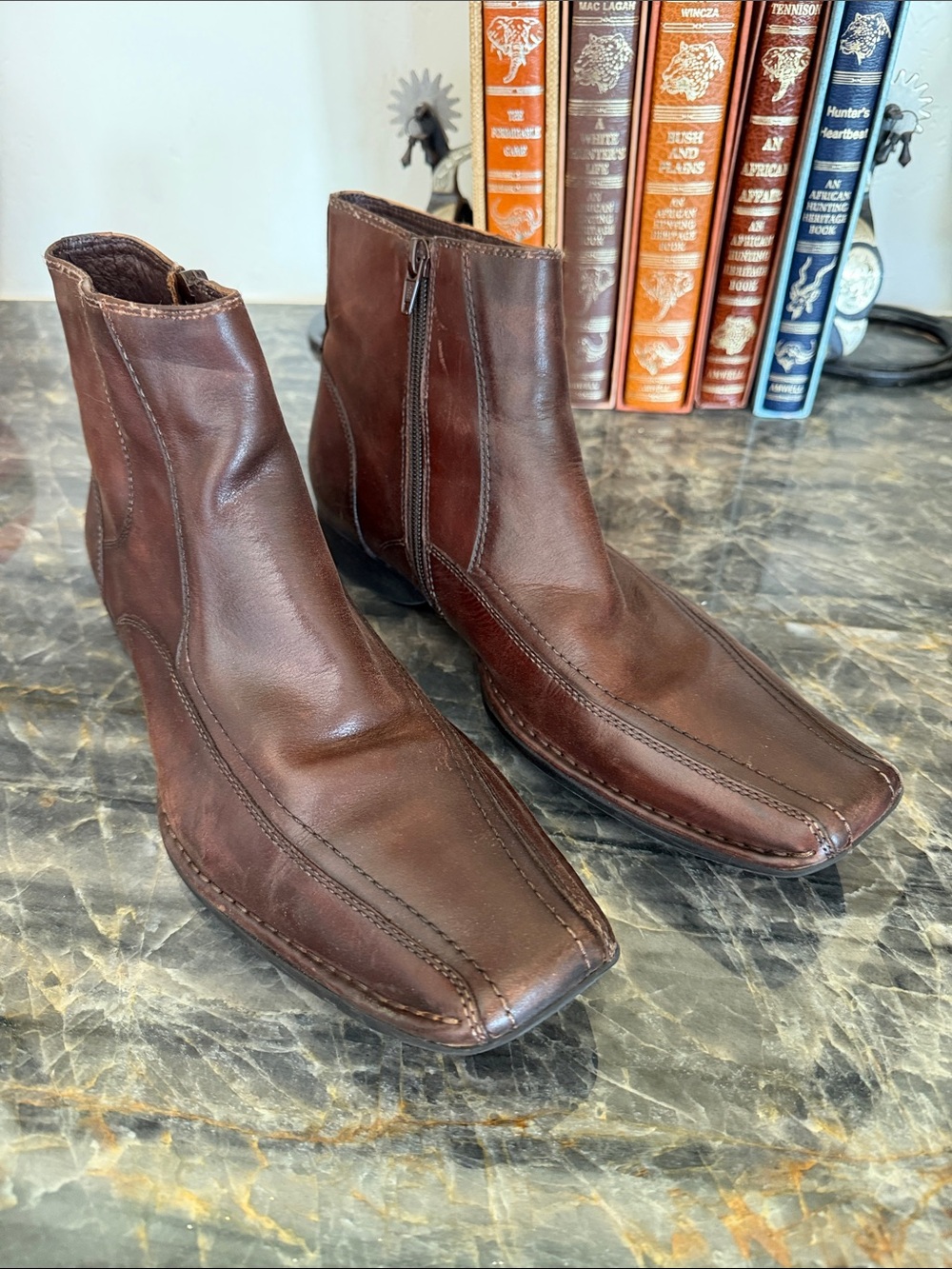 Aldo Dark Brown Leather Chukka Boots with Side Zip